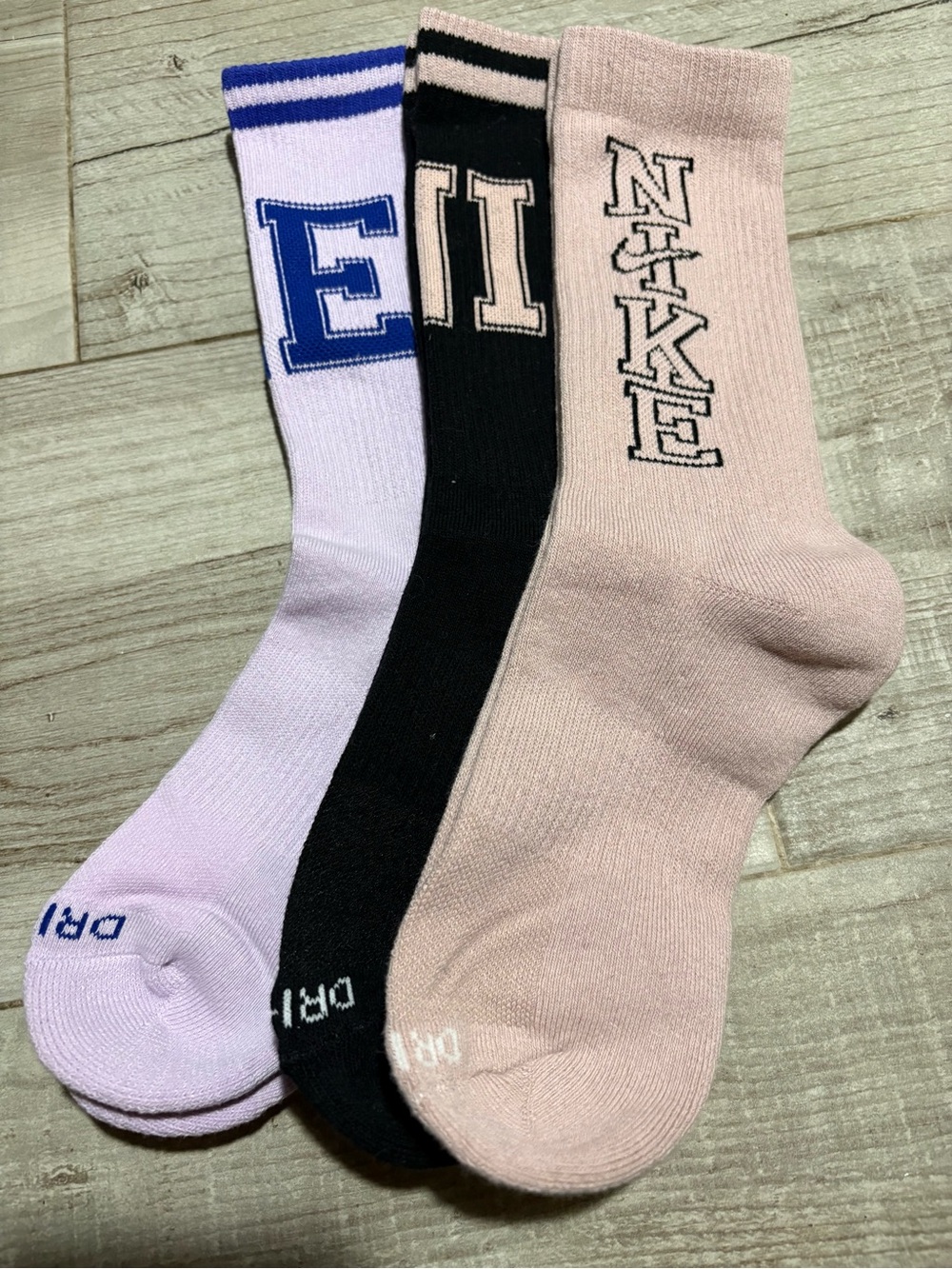 NWOT Nike 3-Pack Crew Socks - Light Pink, Black, Lavender